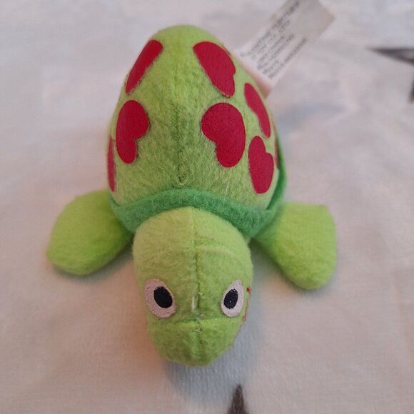 Green Turtle With Red Hearts On Shell Valentines Plush‎ Toy Stuffed Animal - Picture 2 of 6